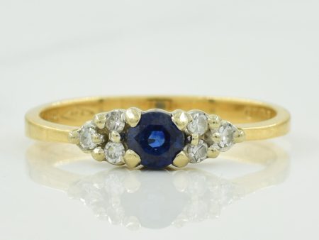 Blue Sapphire & Diamond Ring | 0.22ct, 0.06ctw | SZ 6.5 | Discount