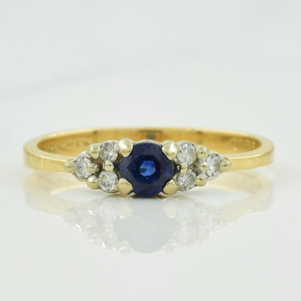 Blue Sapphire & Diamond Ring | 0.22ct, 0.06ctw | SZ 6.5 | Discount