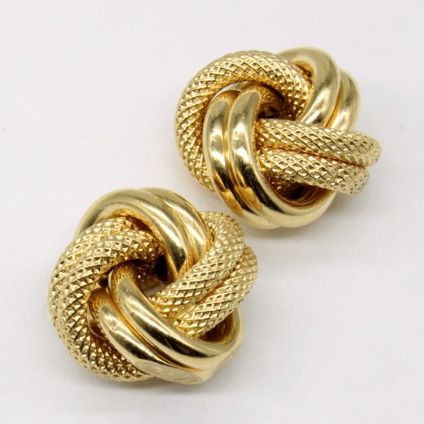 18k Yellow Gold Knot Earrings For Sale