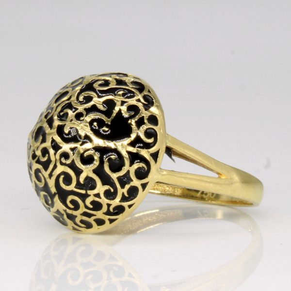 18k Yellow Gold & Enamel Ring | SZ 7.5 | Online now