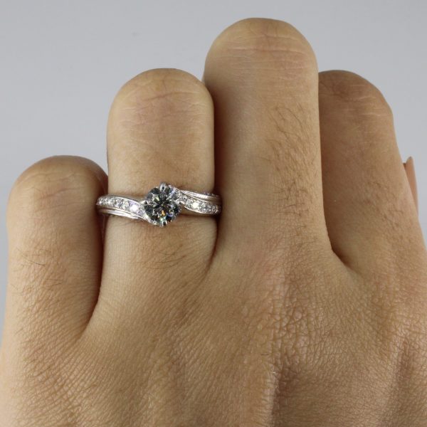 Bypass Solitaire Diamond with Accents Engagement Ring | 0.88ctw | SZ 4.5 | For Cheap