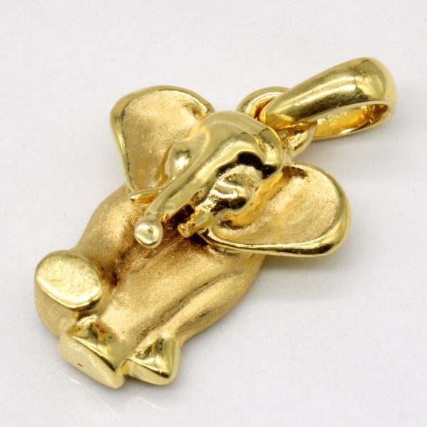 18k Yellow Gold Elephant Pendant Hot on Sale