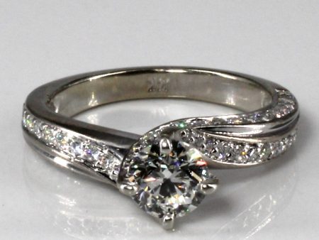 Bypass Solitaire Diamond with Accents Engagement Ring | 0.88ctw | SZ 4.5 | For Cheap