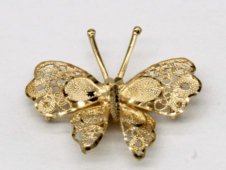 14k Yellow Gold Butterfly Pendant Cheap