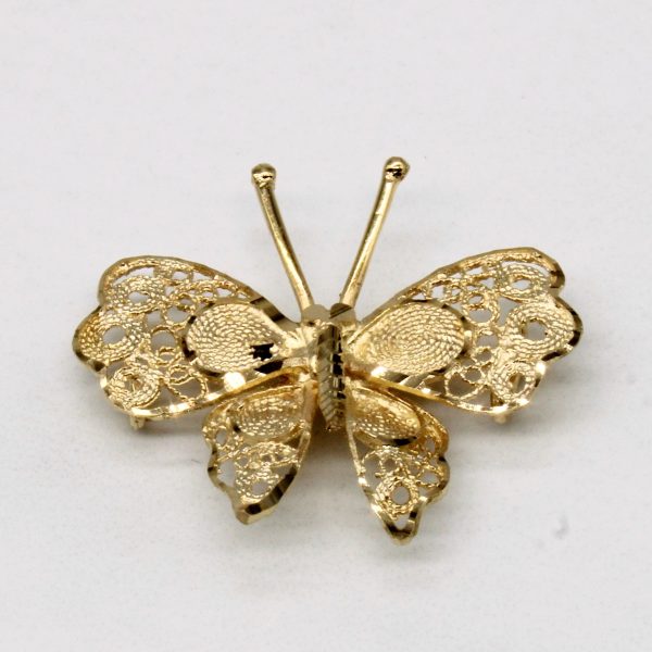 14k Yellow Gold Butterfly Pendant Cheap