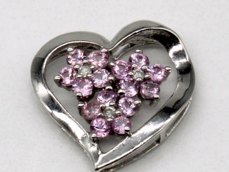 Pink Sapphire & Diamond Heart Pendant | 0.50ctw, 0.03ctw | Online now