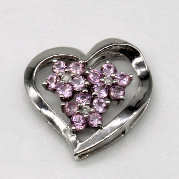 Pink Sapphire & Diamond Heart Pendant | 0.50ctw, 0.03ctw | Online now