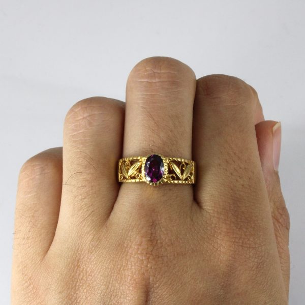 Bezel Set Rhodolite Garnet Filigree Ring | 0.80ct | SZ 7.75 | Online Sale