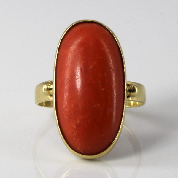 Bezel Set Coral Cocktail Ring | 9.00ct | SZ 6 | Supply