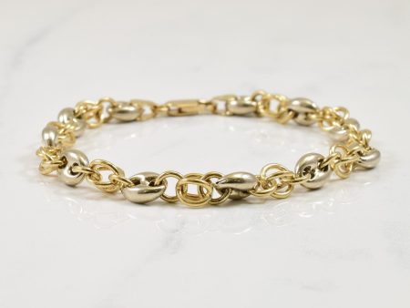 10k Two Tone Puffed Anchor Bracelet | 7.5  | Online Hot Sale