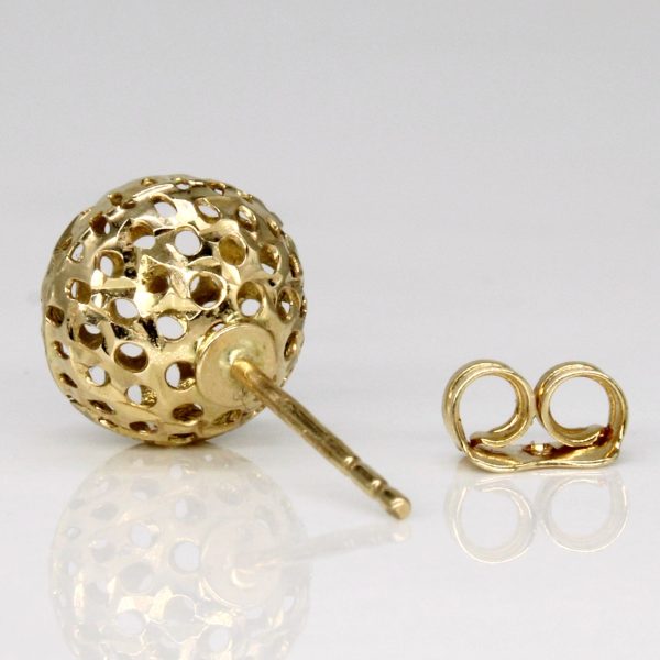 14k Yellow Gold Lattice Sphere Earrings Hot on Sale