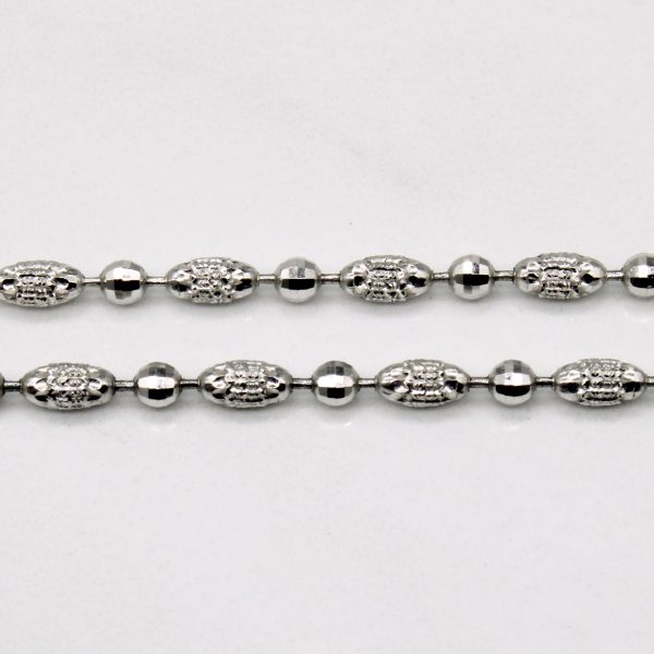 14k White Gold Bead Chain | 18  | Sale