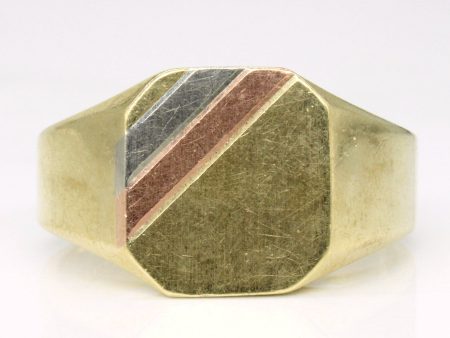 10k Tri Tone Gold Signet Ring | SZ 10.5 | on Sale