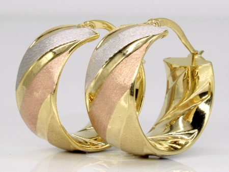 14k Tri Tone Gold Hoop Earrings Online Hot Sale