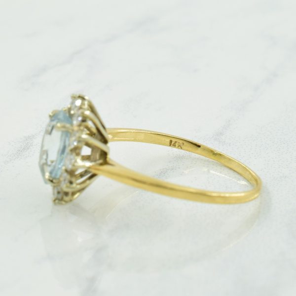 Aquamarine & Diamond Halo Ring | 1.00ct, 0.24ctw | SZ 6.25 | Online Hot Sale