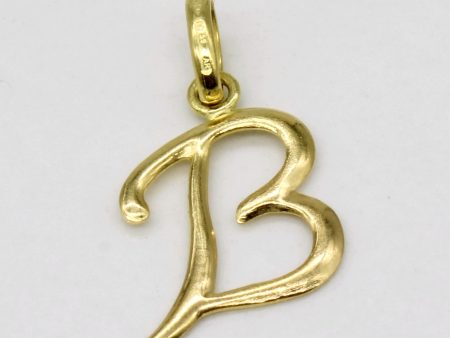 18k Yellow Gold  B  Initial Pendant Hot on Sale