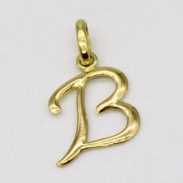 18k Yellow Gold  B  Initial Pendant Hot on Sale