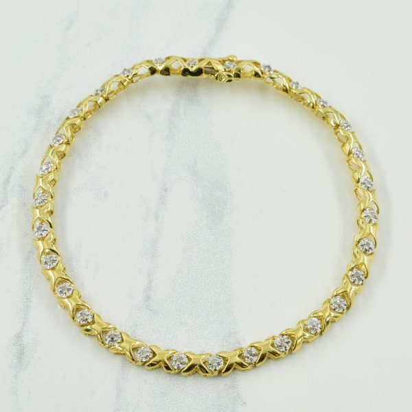 10k Yellow Gold Diamond Tennis Bracelet | 0.27ctw | 7.25  | Cheap