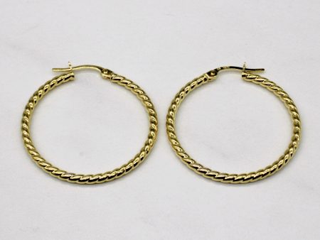 14k Yellow Gold Twisted Hoop Earrings Online now