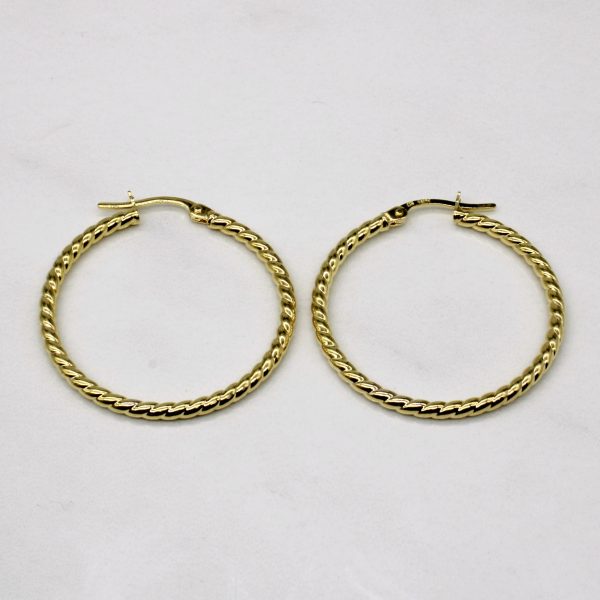 14k Yellow Gold Twisted Hoop Earrings Online now