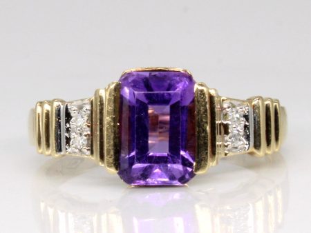 Amethyst and Diamond 10k Yellow Gold Cocktail Ring | 1.52ctw, 0.024ctw | SZ 6.25 | Fashion