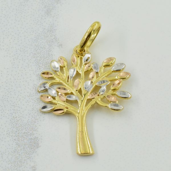 10k Yellow Gold Tri Tone Gold Tree Pendant | Supply