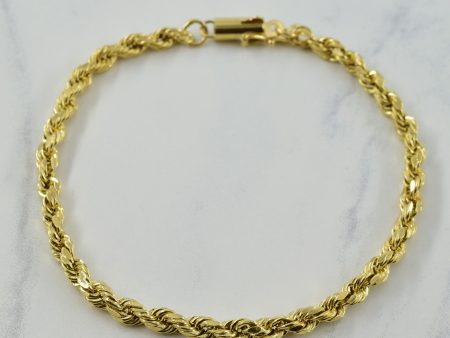 10k Yellow Gold Rope Chain Bracelet | 7.5  | For Cheap