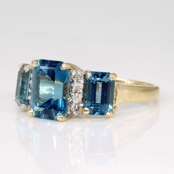 Blue Topaz & Diamond Cocktail Ring | 3.50ctw, 0.03ctw | SZ 5.5 | Online now