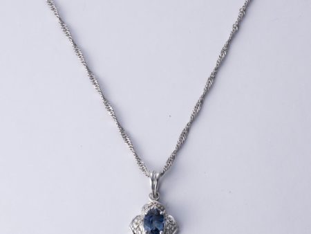 14k White Gold Sapphire Necklace | 0.66 ct, 0.10 ctw | 16  Supply