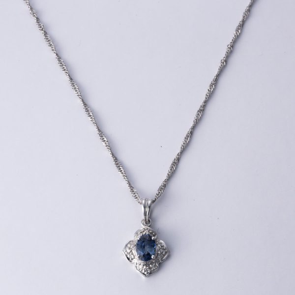 14k White Gold Sapphire Necklace | 0.66 ct, 0.10 ctw | 16  Supply