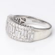 18k White Gold Baguette and Round Brilliant Diamond Band | 1.50 ctw | Sz 7.25 Online now