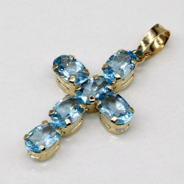 Blue Topaz Cross Pendant | 3.00ctw | Online now