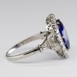 Art Deco Platinum Sapphire & Diamond Halo Engagement Ring | 1.90ct, 0.62ctw | SZ 6 | Hot on Sale