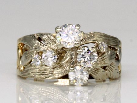 Abstract Diamond 10k Yellow Gold Ring | 0.77ctw | SZ 6.5 | Sale