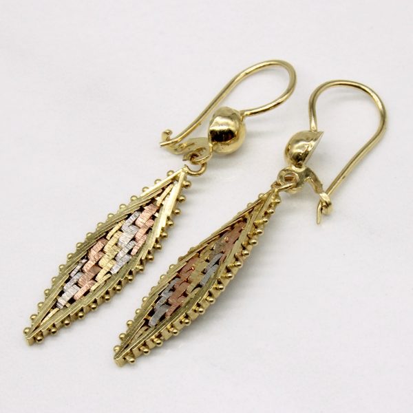 14k Tri Tone Gold Drop Earrings Sale