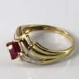 Bypass Synthetic Ruby & Diamond Ring | 0.90ct | 0.03ctw | SZ 7 | on Sale