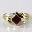 Bypass Synthetic Ruby & Diamond Ring | 0.90ct | 0.03ctw | SZ 7 | on Sale