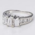 14k White Gold Three Emerald Cut Diamond Engagement Ring | 1.19 ctw | Sz 5 Discount