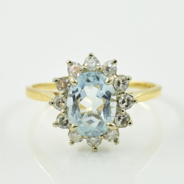 Aquamarine & Diamond Halo Ring | 1.00ct, 0.24ctw | SZ 6.25 | Online Hot Sale