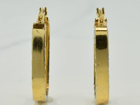 10k Two Tone Square Hoop Earrings | Hot on Sale