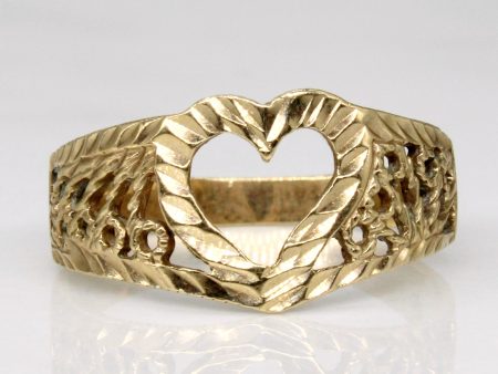 10k Yellow Gold Lattice Heart Ring | SZ 5.75 | Hot on Sale