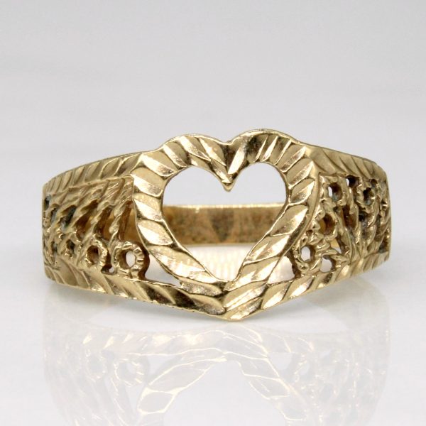 10k Yellow Gold Lattice Heart Ring | SZ 5.75 | Hot on Sale