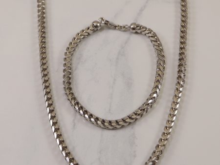 18k White Gold Wheat Chain & Bracelet Set | Online now