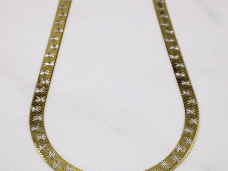 10k Two Tone Gold Star Flat Link Chain | 16  | Fashion