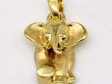 18k Yellow Gold Elephant Pendant Hot on Sale