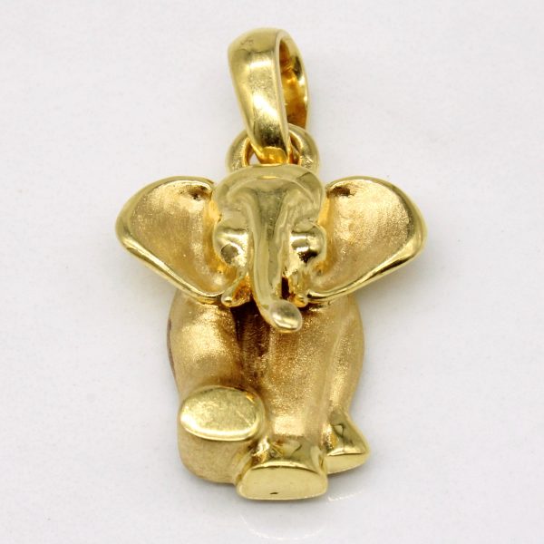 18k Yellow Gold Elephant Pendant Hot on Sale