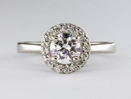 100 Ways  GIA Certified Diamond Halo 18k Ring | 0.71 ct SI1 G, 0.16ctw | SZ 5.75 Hot on Sale