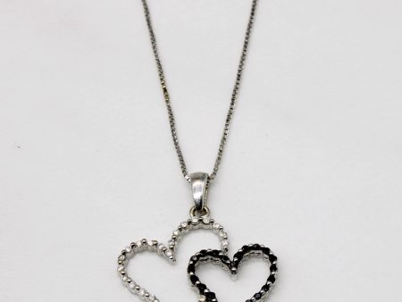 Black & White Diamond Heart Pendant & Necklace | 0.14ctw | 18  | Sale