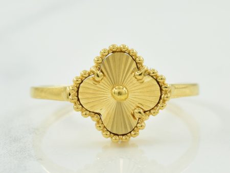 18k Yellow Gold Four Leaf Clover Ring | SZ 6.75 | Online