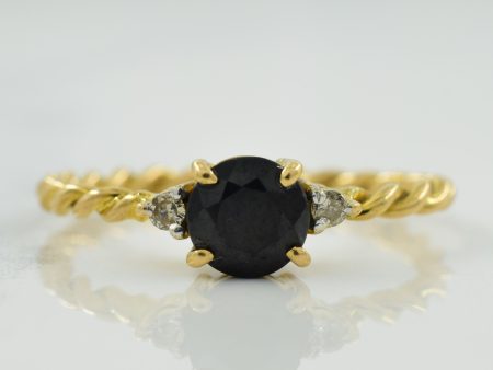 Black Sapphire & Diamond Ring | 0.55ct, 0.03ctw | SZ 5.75 | Discount